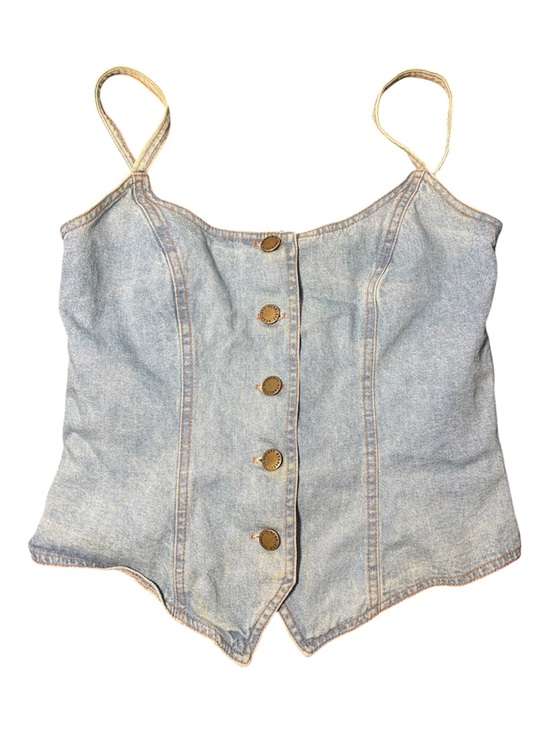 Scarlett Tops - SCARLETT Vintage y2k Denim Button-Front Spaghetti Strap Top